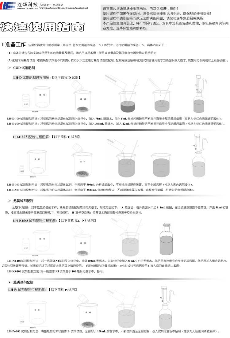 連華科技COD、氨氮、總磷、濁度等多參數水質分析儀5B-3B型(V8)快速入門手冊